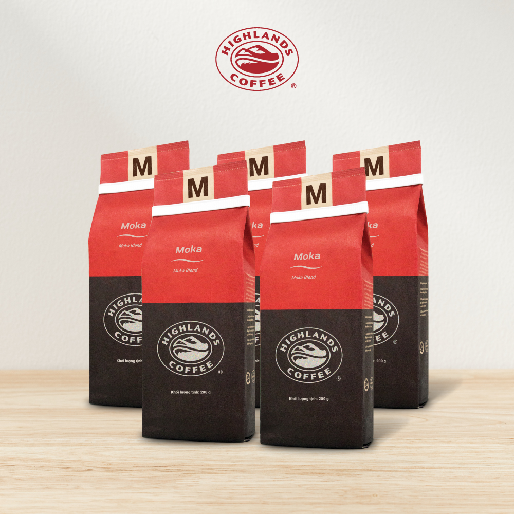 Combo 5 Cà phê rang xay Moka Highlands Coffee 200g - dòng cà phê cao cấp