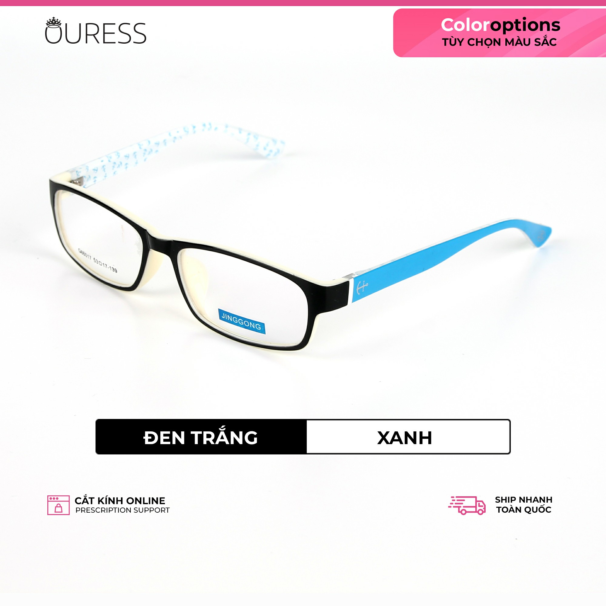 Gọng kính nhựa dẻo tr90 thời trang nam nữ Ouress 86017
