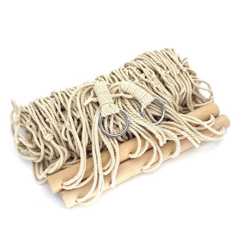 Trắng Võng Ngoài Trời Di Động Lưới Treo Giường Gỗ Chắc Chắn Đầm Ngủ Cắm Trại Du Lịch Võng