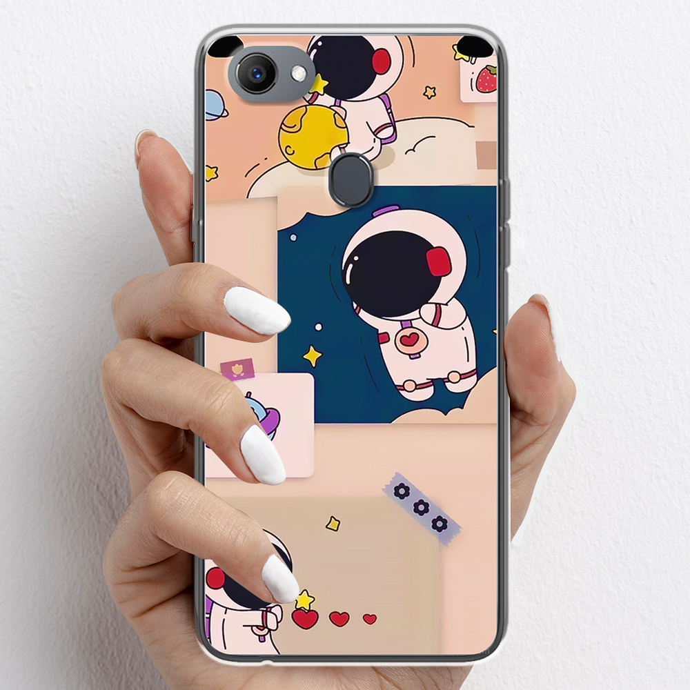 Ốp lưng cho Oppo F7, Oppo F7 Youth nhựa TPU mẫu Phi hành gia nền cam