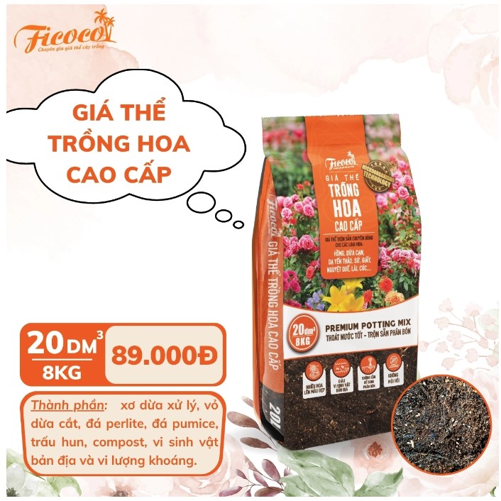 Giá Thể Trồng Hoa Cao Cấp Ficoco - Gói 20L