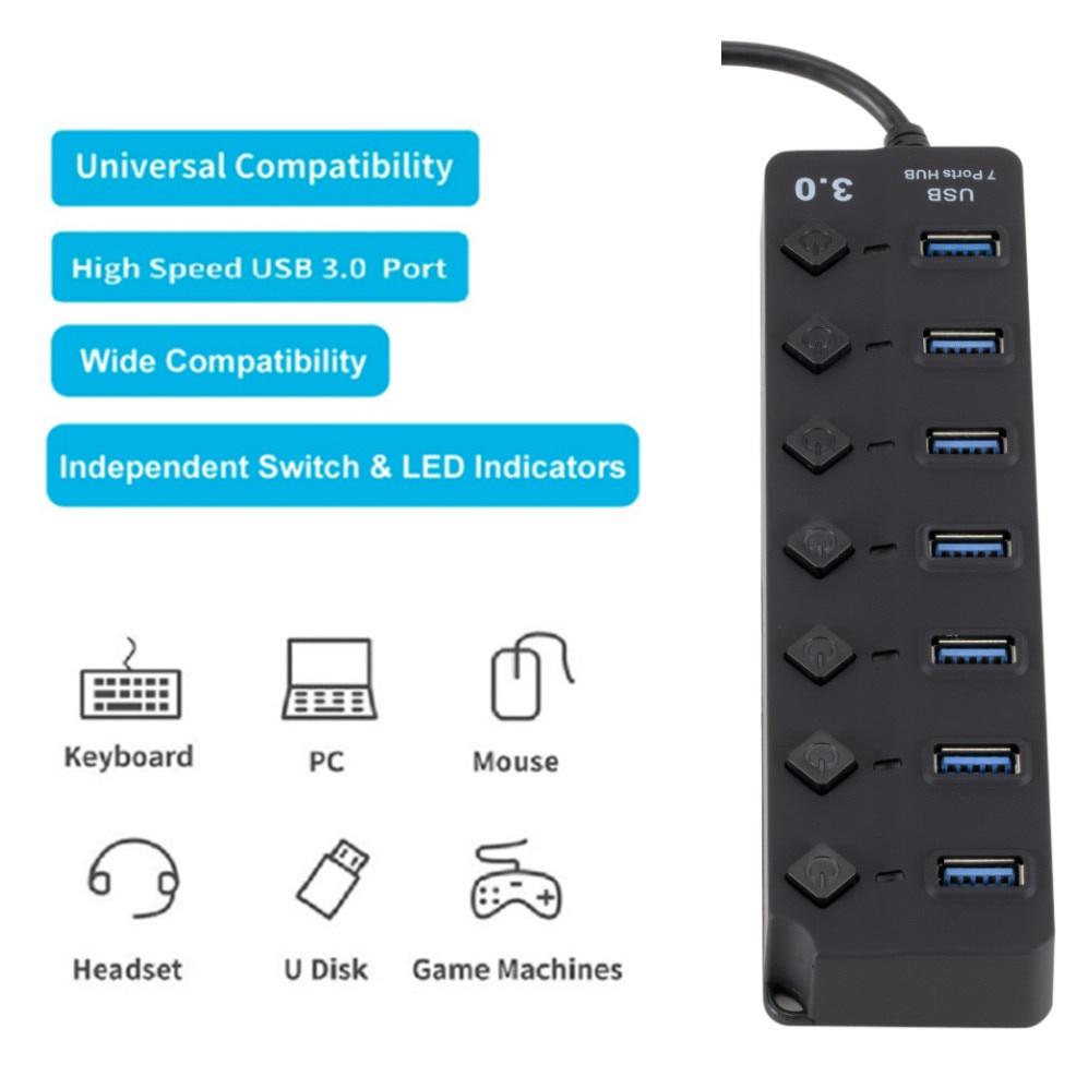 USB HUB 3.0 Multi USB Splitter 4/7 port USB Hab With Switch Power Adapter Mini Hub Splitter PC Laptop Cable Connector