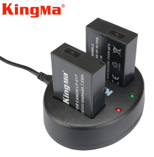 Sạc đôi kèm cáp sạc và 2 pin sạc KingMa LP-E17 cho Canon EOS M3 M5 M6 760D 800D - Hàng chính hãng