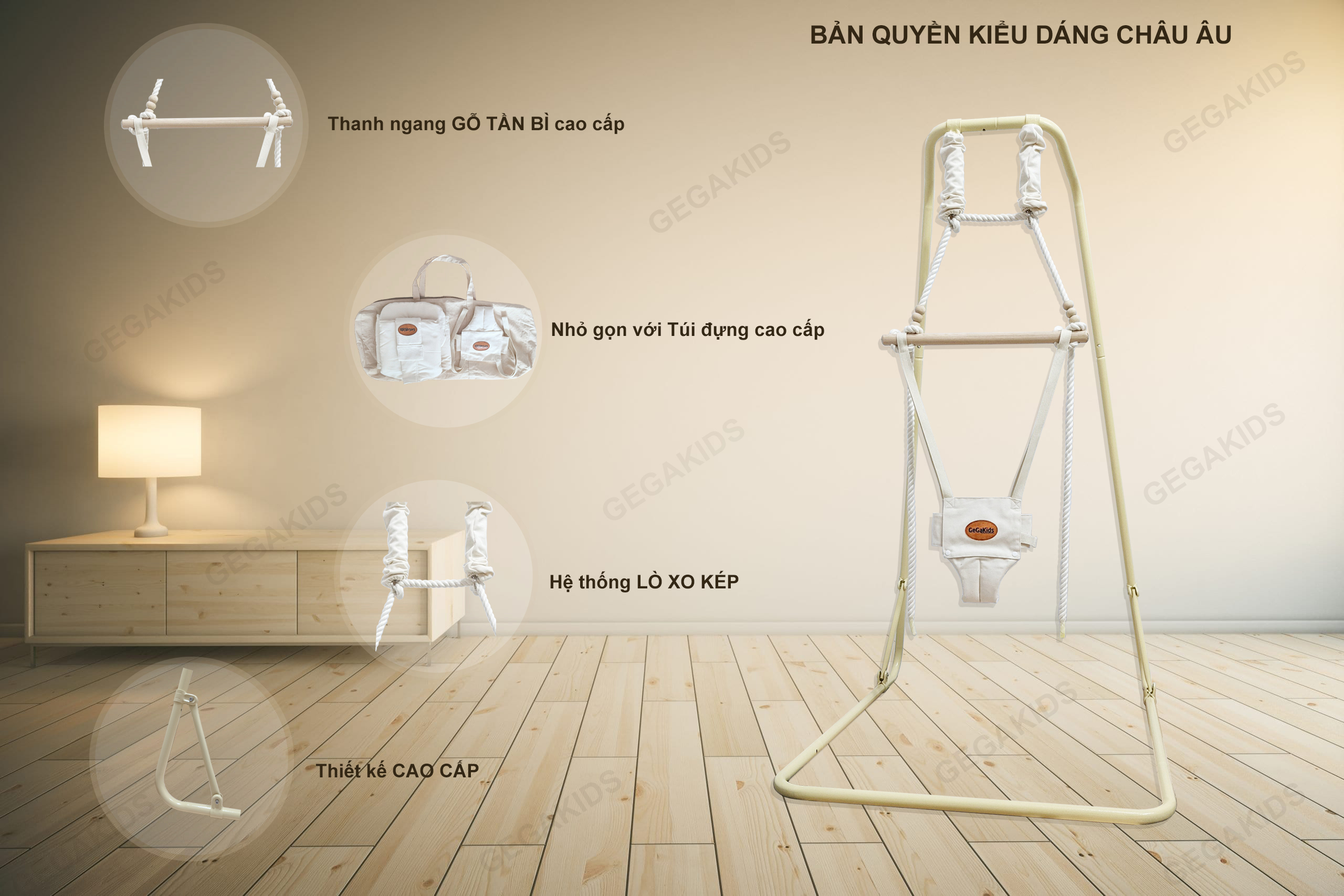 SWING and JUMPER - Combo 2 trong 1 Xích Đu và Nhún nhảy cho BÉ ( Mã GGK-L-CC-JS ) - Sản phẩm cao cấp GEGAKIDS VIỆT NAM