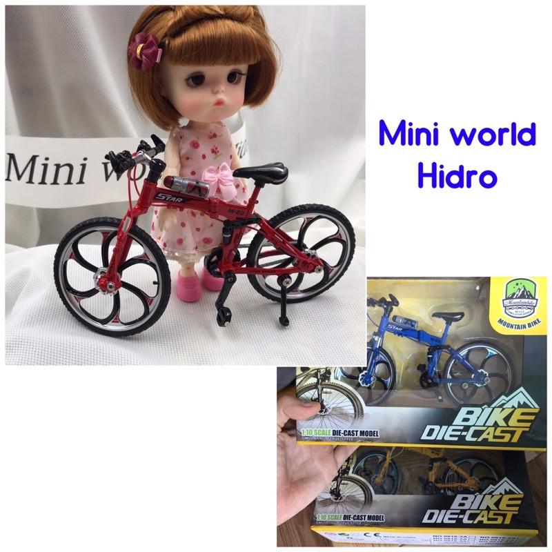 Mô hình xe đạp mini bằng sắt dùng cho búp bê BJD tỉ lệ 1/8, Baboliy