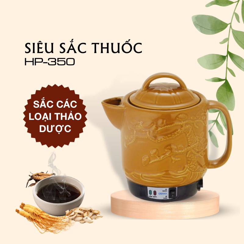 SIÊU SẮC THUỐC OSAKA HP350 VUÔNG - DUNG TÍCH 3.5 LÍT - SẮC CÁC LOẠI THẢO DƯỢC - Hàng Chính Hãng