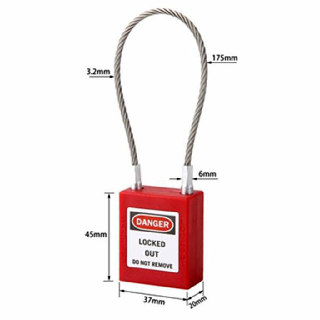 Stainless Steel Cable Safety Padlock Lockout Isolation Lock, 7 Color