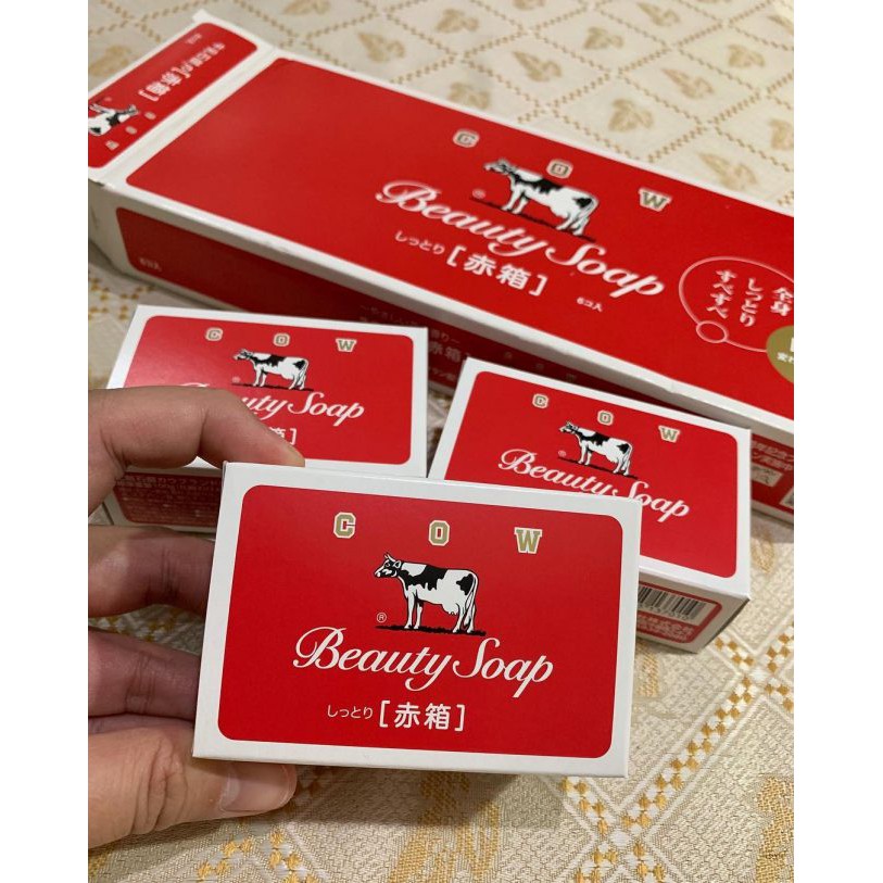 Combo 2 bánh xà bông tắm dưỡng da COW BRAND SOAP RED BOX 100g + tặng 5 túi zipper 12x17cm