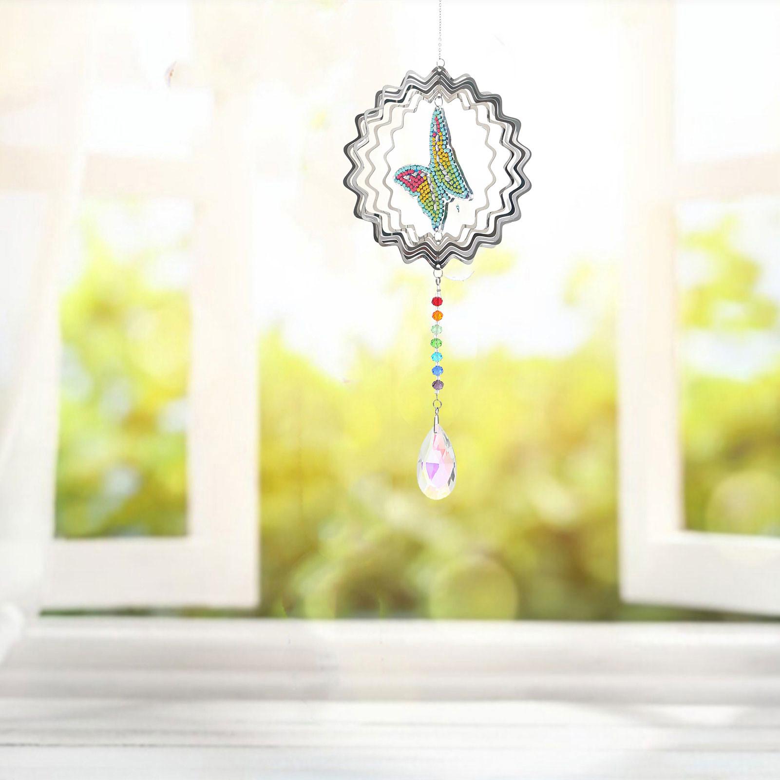 Bộ Tranh Đính Đá Tự Làm Hình Chuông Gió Bằng Acrylic Trang Trí Nhà Cửa