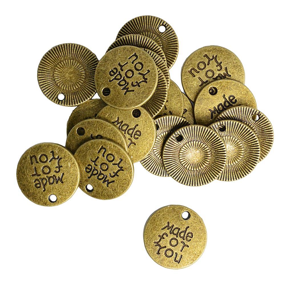 20 Pieces Alloy Round Made for You Pendants Charms Findings for DIY Jewelry Making