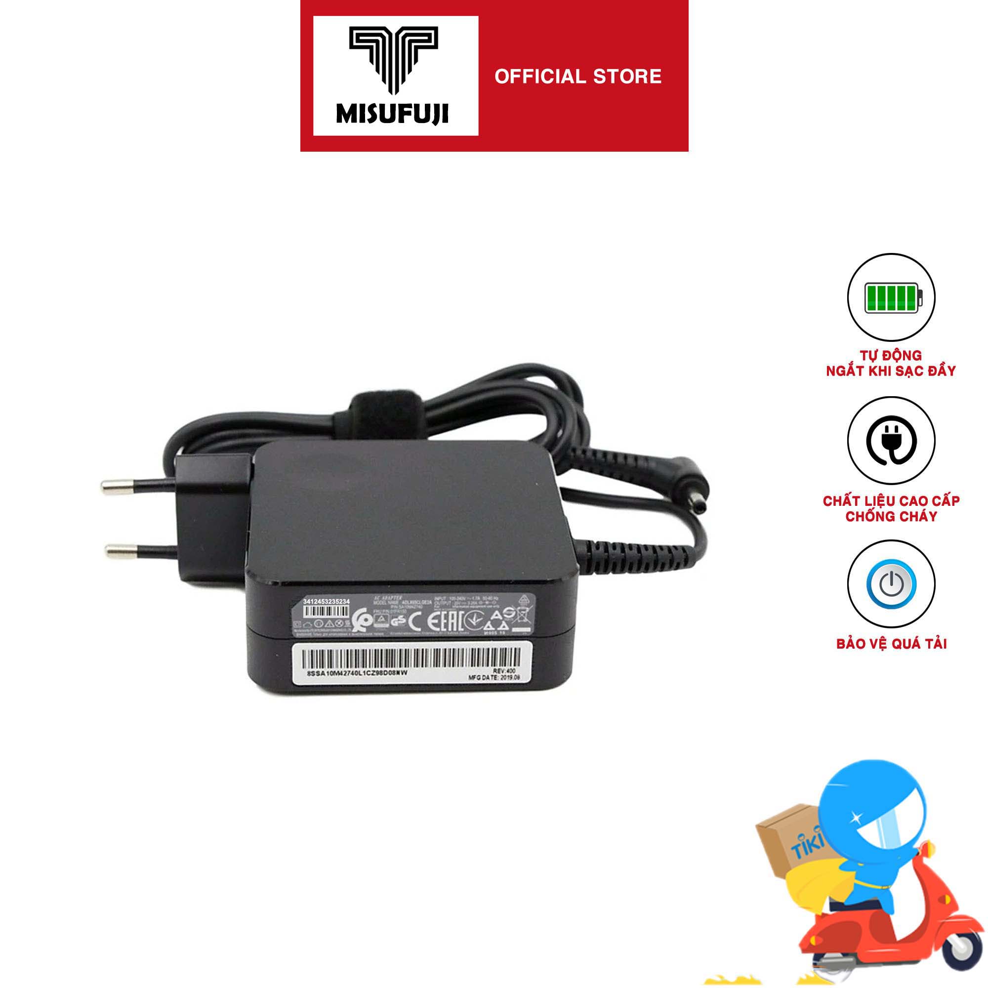 Sạc dành cho Laptop Lenovo Ideapad - Sạc Vuông 3.25a - công suất 65w - Chân nhỏ 4.0mm x 1.7mm - Tặng kèm dây nguồn - Hàng Nhập Khẩu New Seal