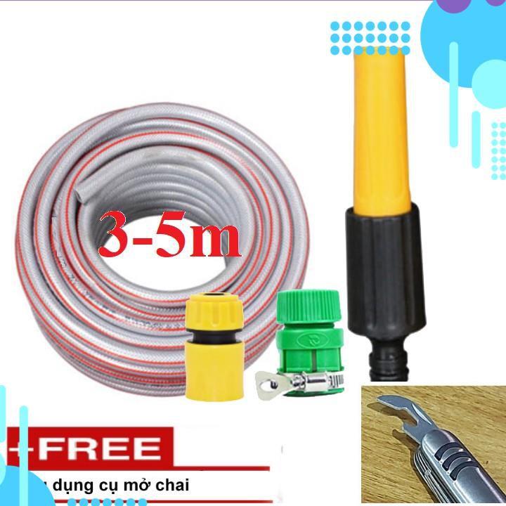 Bộ dây vòi xịt nước rửa xe,tưới cây .tăng áp 3 lần, loại 3m,5m 206622-5 cút sập,nối nhựa vàng+ tặng mở chai
