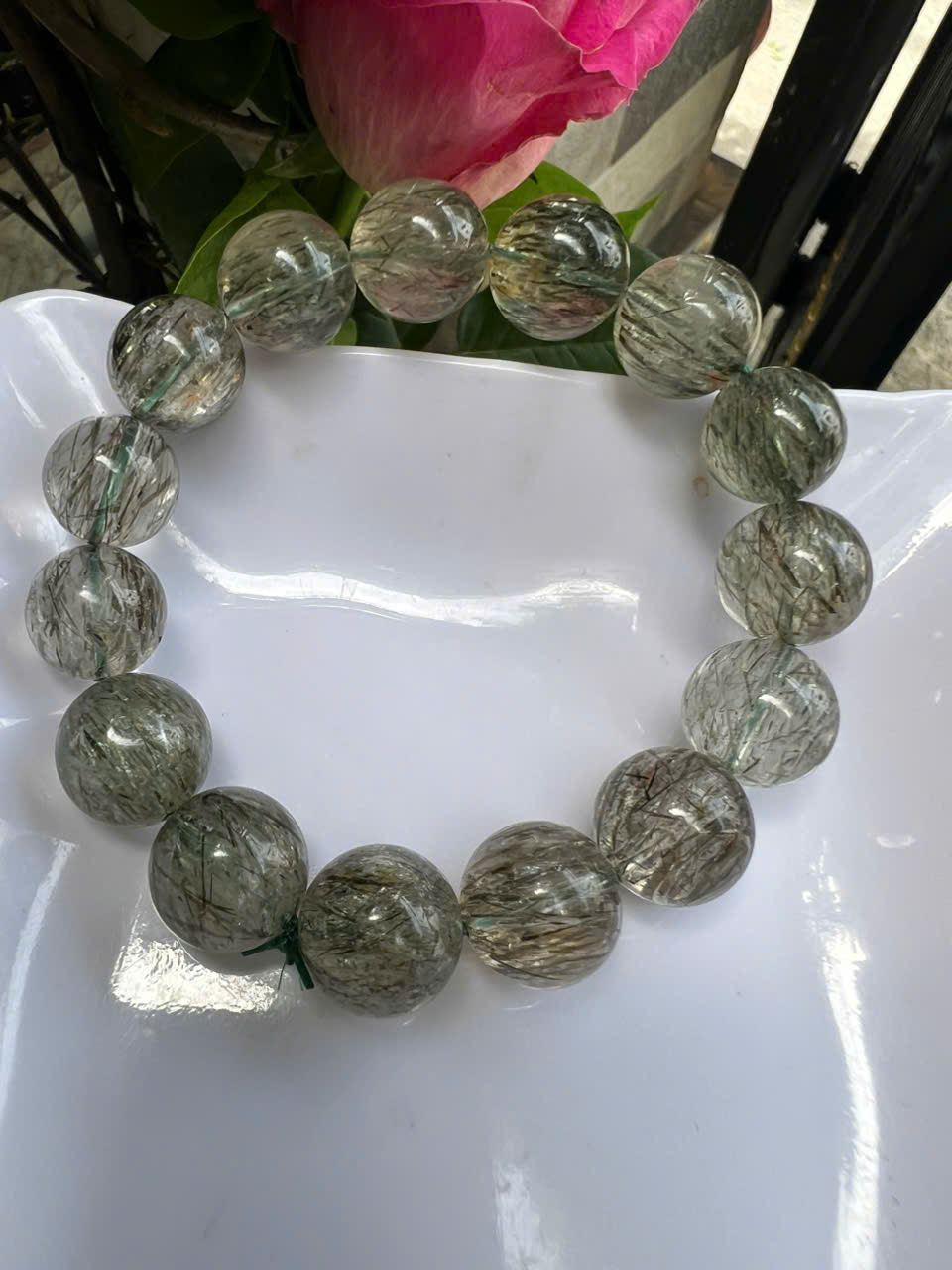 ️ Vòng Tay Chuỗi Nam Vip Size Hạt 14mm Đá Thạch Anh Tóc Xanh Tự Nhiên Trong Bóng Mượt Hợp Các Anh Nam mệnh Mộc Hỏa Thủy đeo đẹp may mắn tốt cho sức khỏe công việc hanh thông ạ