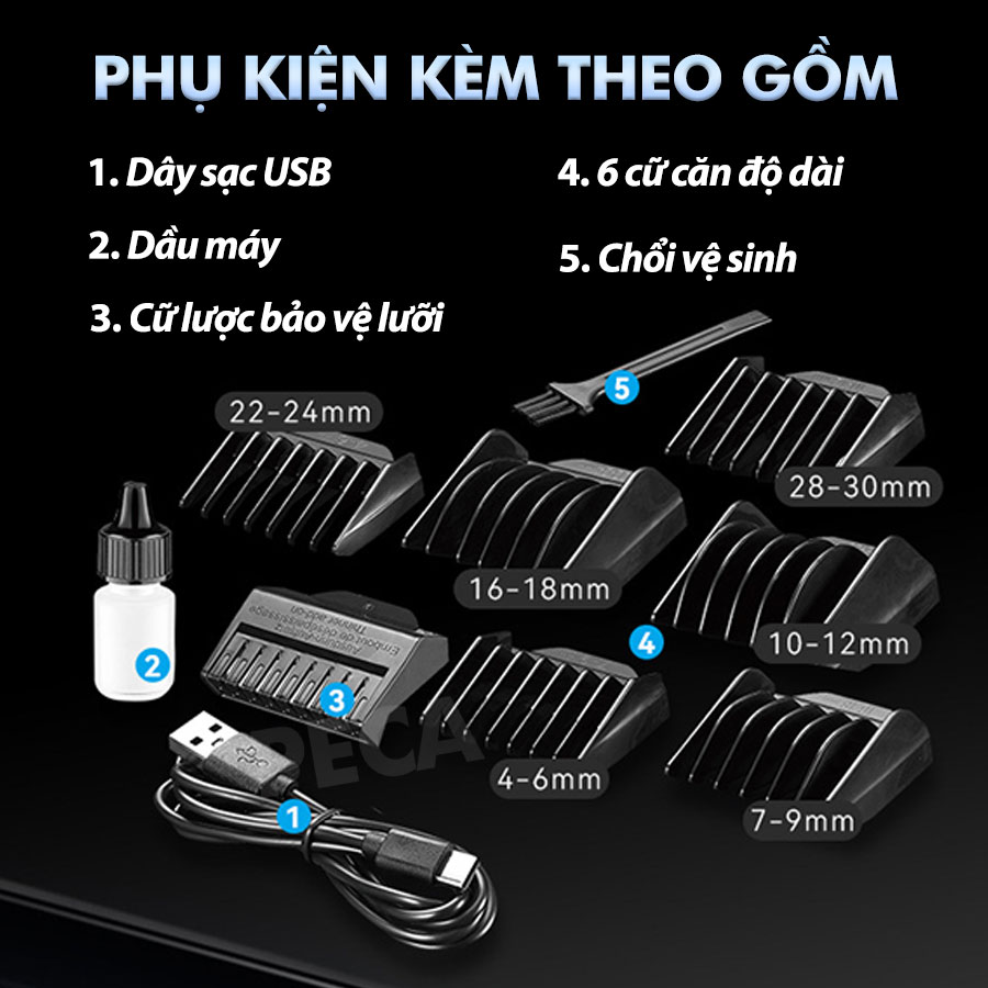 Tông đơ cắt tóc chuyên nghiệp Kemei KM-2481 dòng cao cấp sạc nhanh USB công suất mạnh thích hợp sử dụng cắt tóc trẻ em và người lớn dùng tiệm salon tóc, barbershop