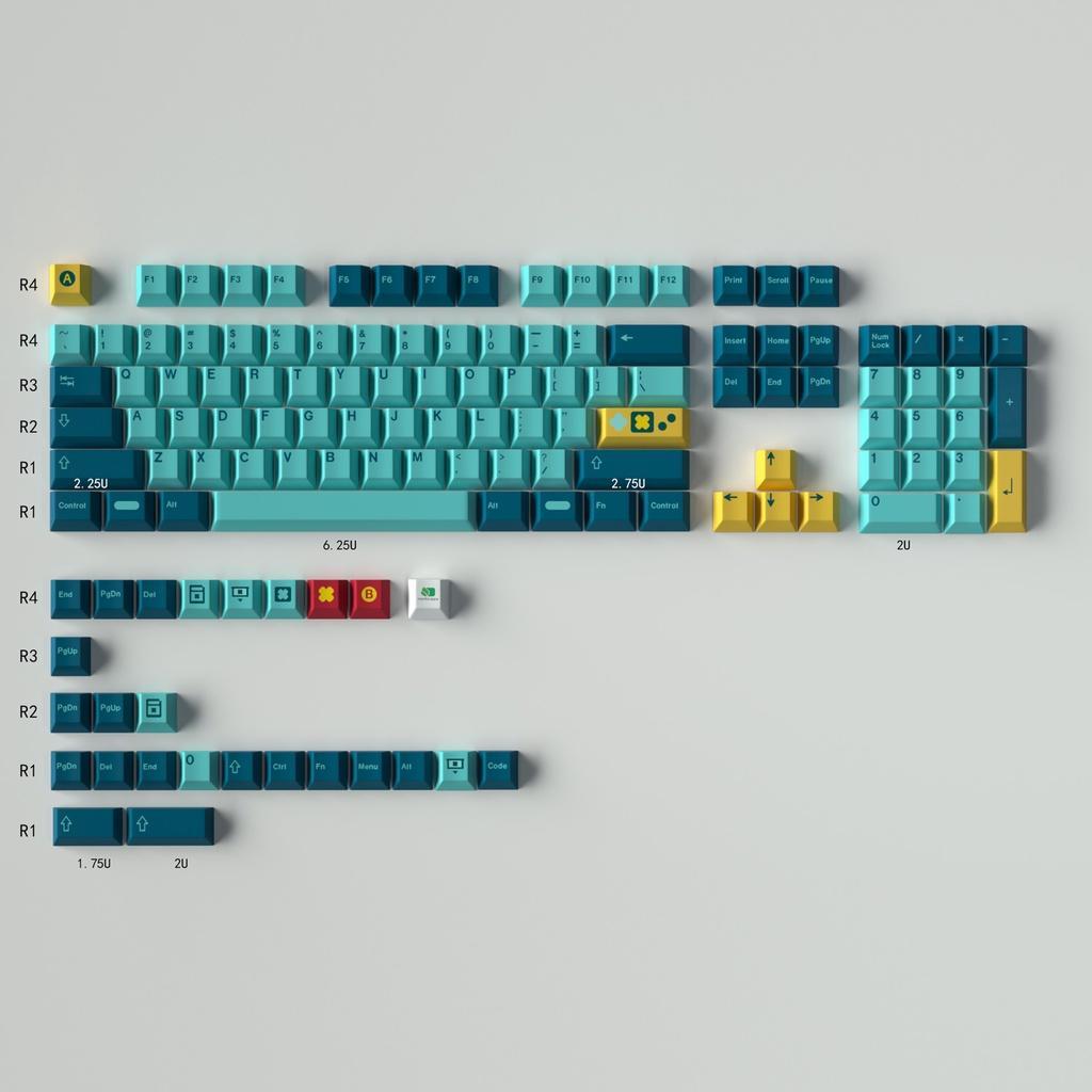 Bộ 130 Phím GMK Retrocast PBT 2U Shift ISO Enter 6.25U Cho Bàn Phím Cơ