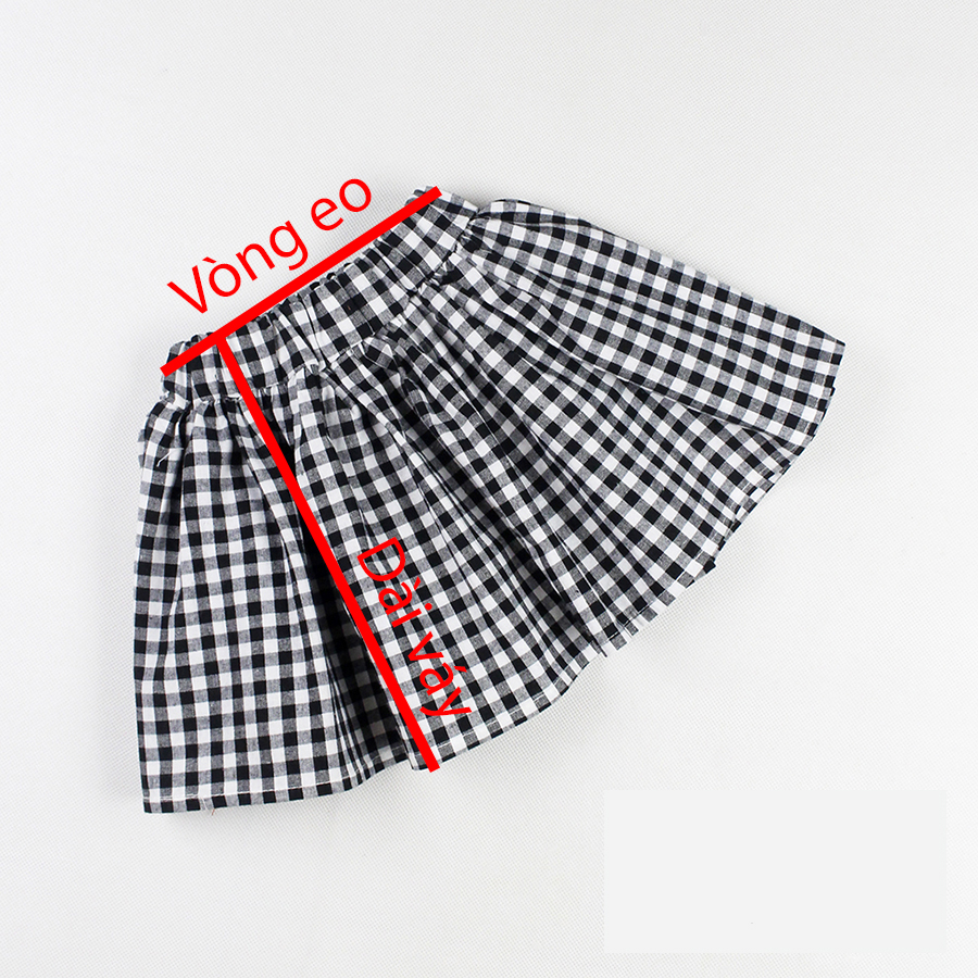 Combo 1 chân váy caro + 1 quần short Quảng Châu cho bé gái 01406-01509