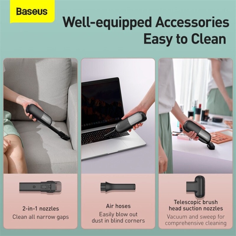 Máy hút bụi mini cầm tay Baseus C1 Capsule Vacuum Cleaner (45W, Pin sạc, 3800Pa ) - Hàng Chính Hãng