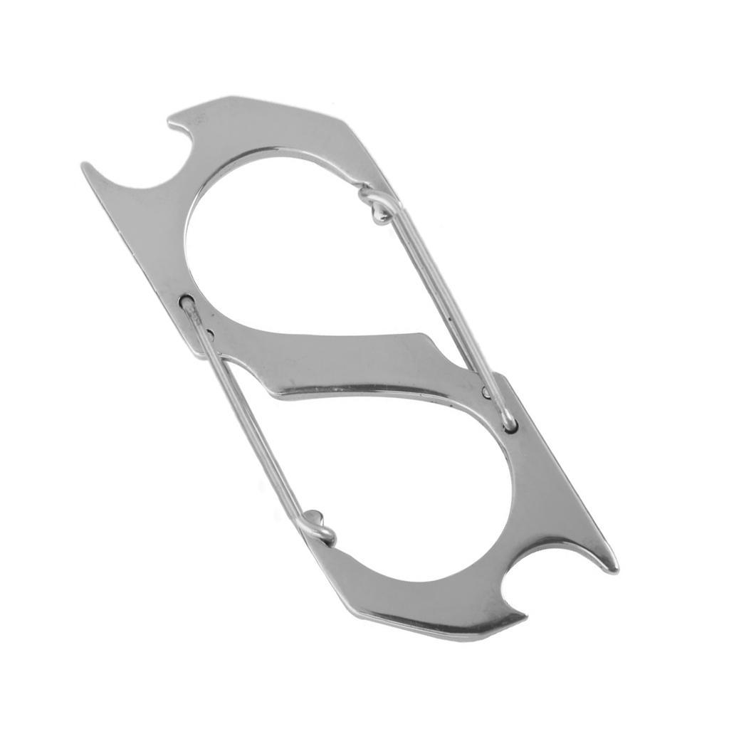 Silver S-shape Camping Hiking Keyring Keychain Hanging Buckle Bottle Opener