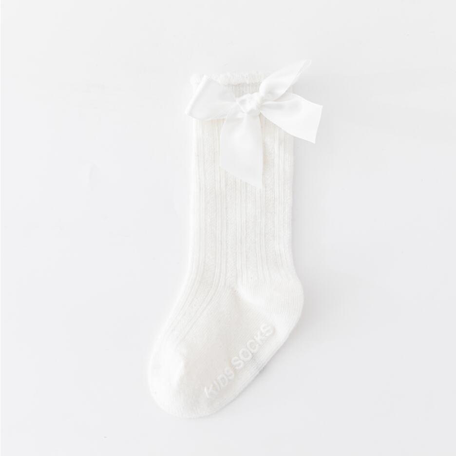 Tất dài đến đầu gối chất COTTON mềm mát đính nơ dễ thương cho bé gái 0-3 tuổi