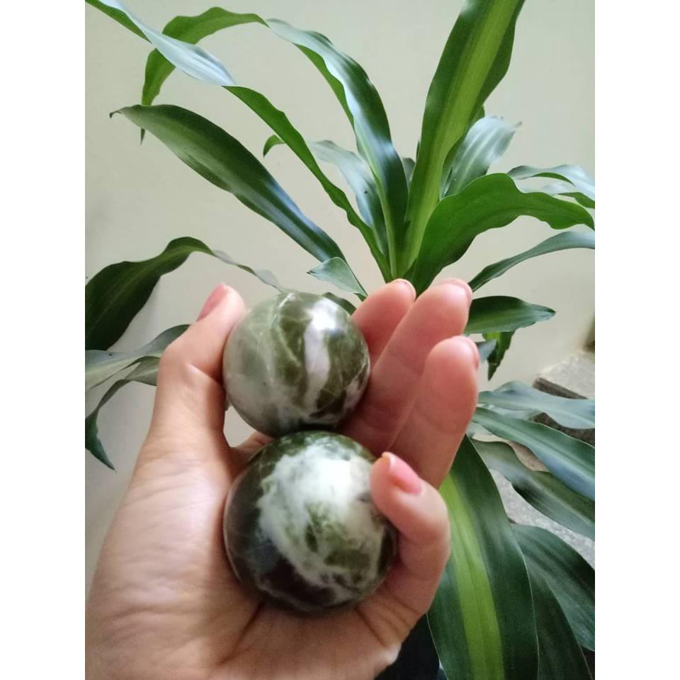 TQ_Đá Viên Lăn Tay Màu Xanh Lục Vân Trắng 04