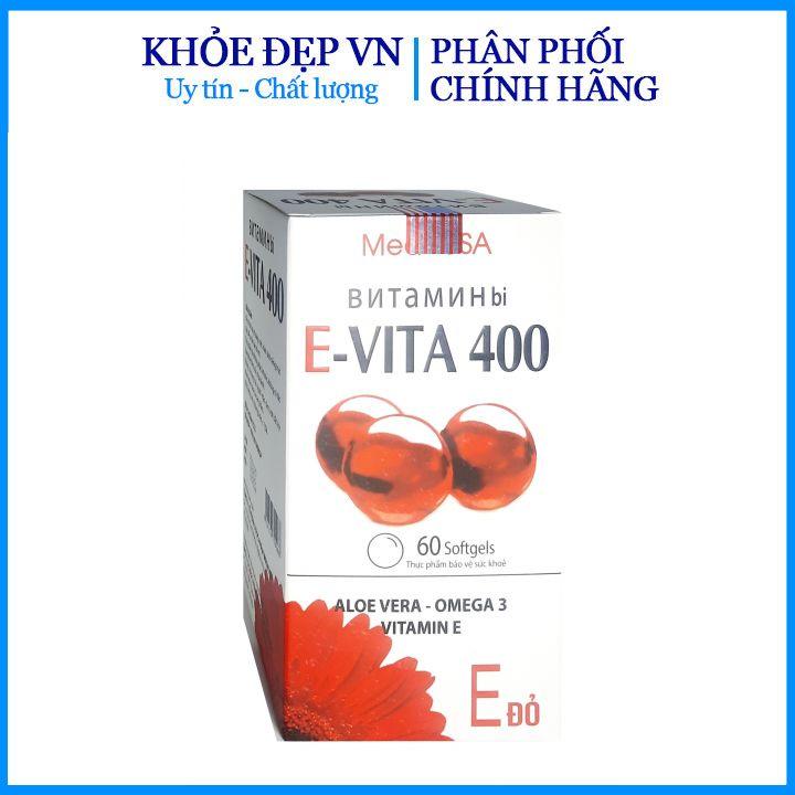 Vitamin E đỏ E-VITA 400 MED USA, giúp làm đẹp da, sáng da, chống oxy hóa, căn bằng nội tiết tố - Hộp 60 viên