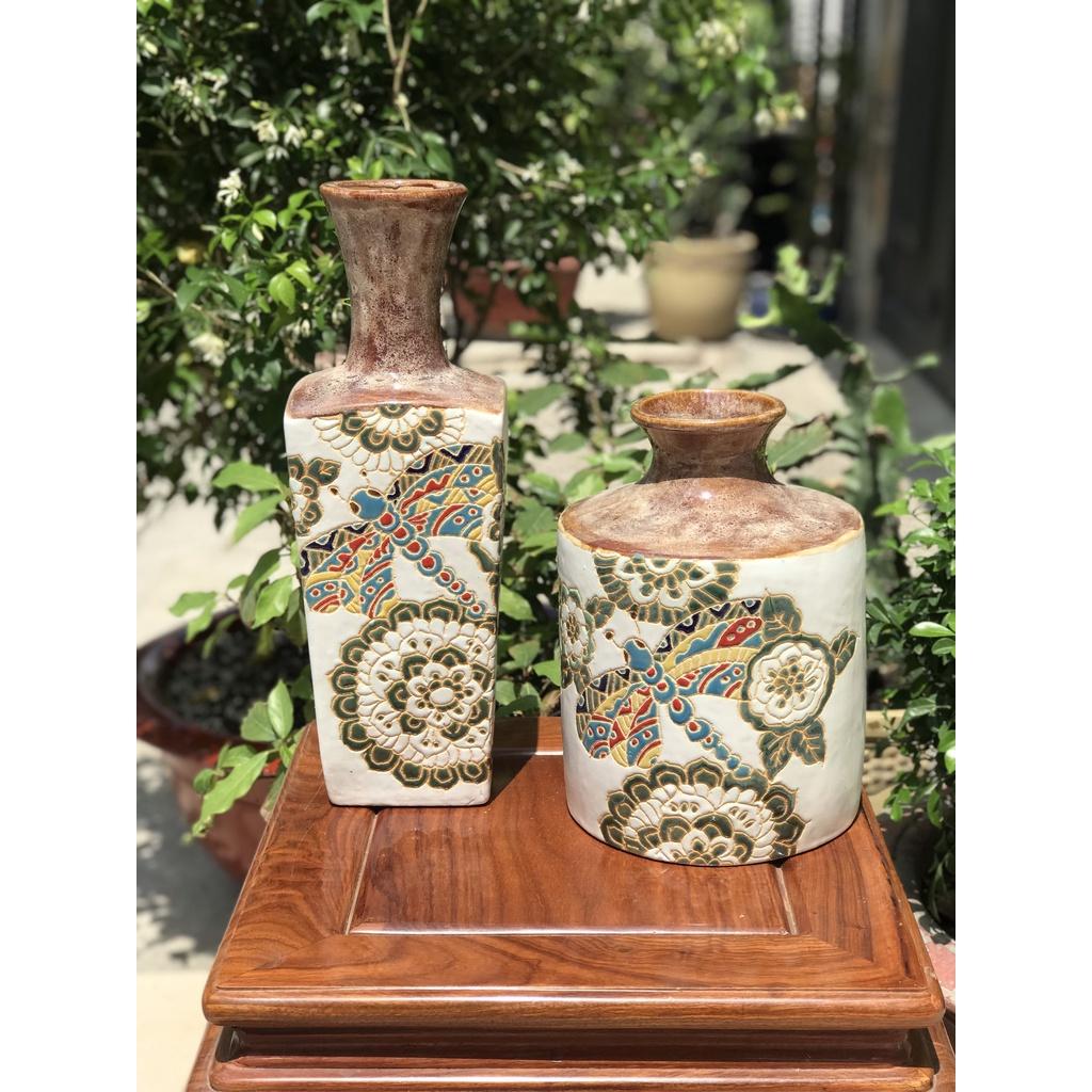 Bình Hoa Chuồn Chuồn Gốm Sứ Nam Bộ Trang Trí, Cấm Hoa,Decor