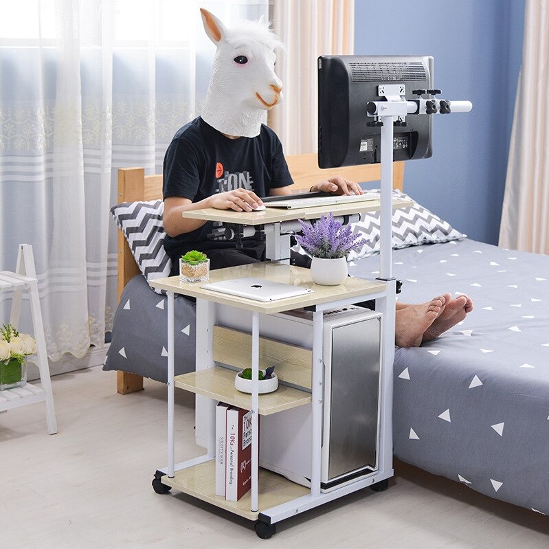 Bàn Máy Tính Di Động 2 dạng ngồi ghế hoặc ngồi trên giường Simple Way Life Chỉnh Xoay Kệ Sách