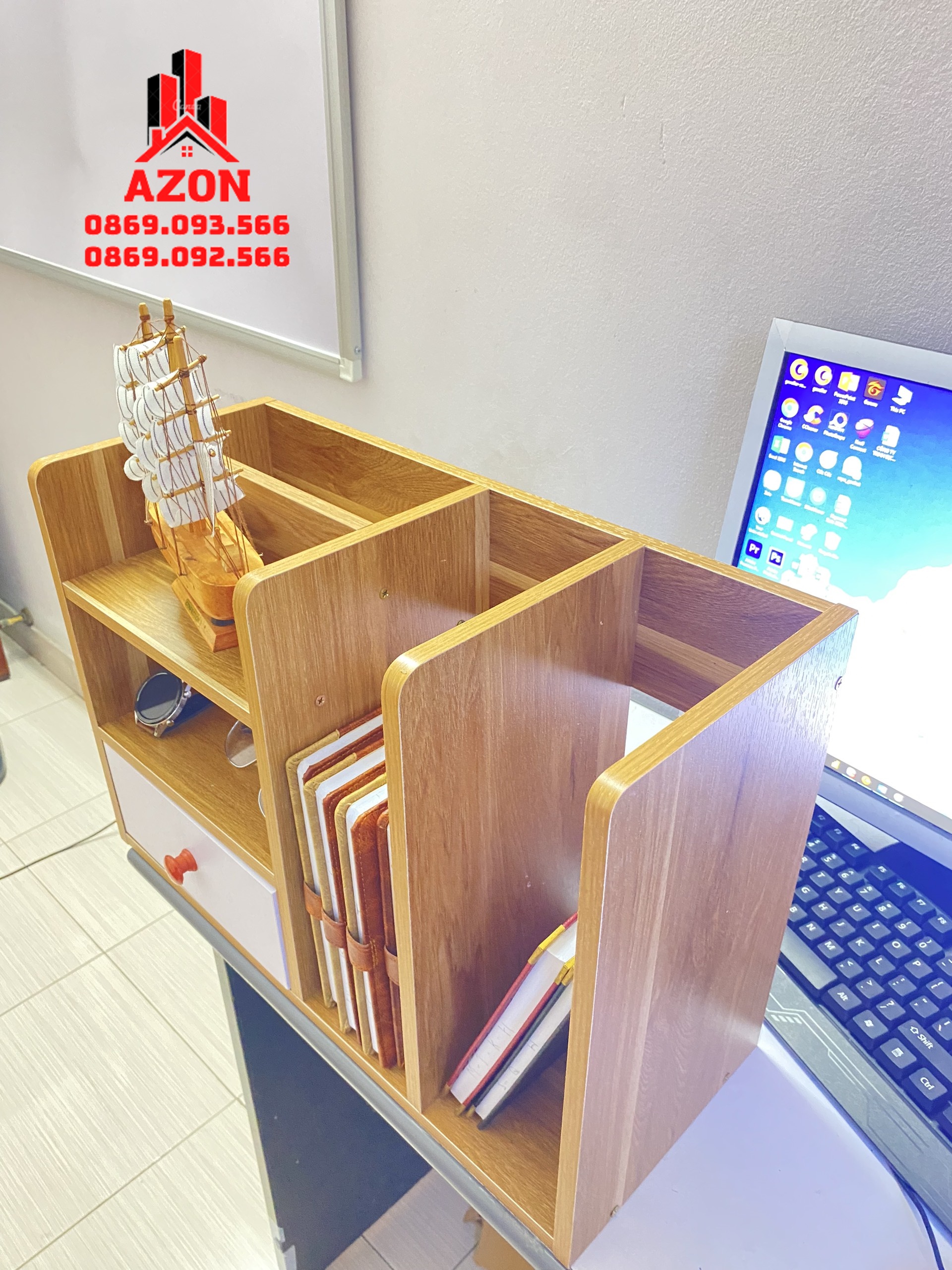 [FreeShip] (AZS-04) KỆ SÁCH, KỆ SÁCH ĐỂ BÀN, HỒ SƠ VÀ TÀI LIỆU VĂN PHÒNG SIZE 50x20x34cm