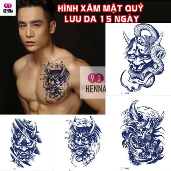 Hình xăm mặt quỷ 15 ngày chống nước mồ hôi y xăm thật