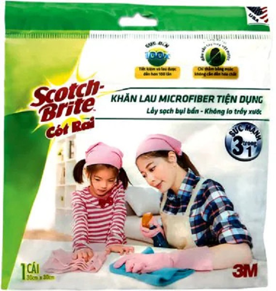 Quà tặng không bán, Khăn lau đa năng Scotch Brite Microfiber gói 1 khăn