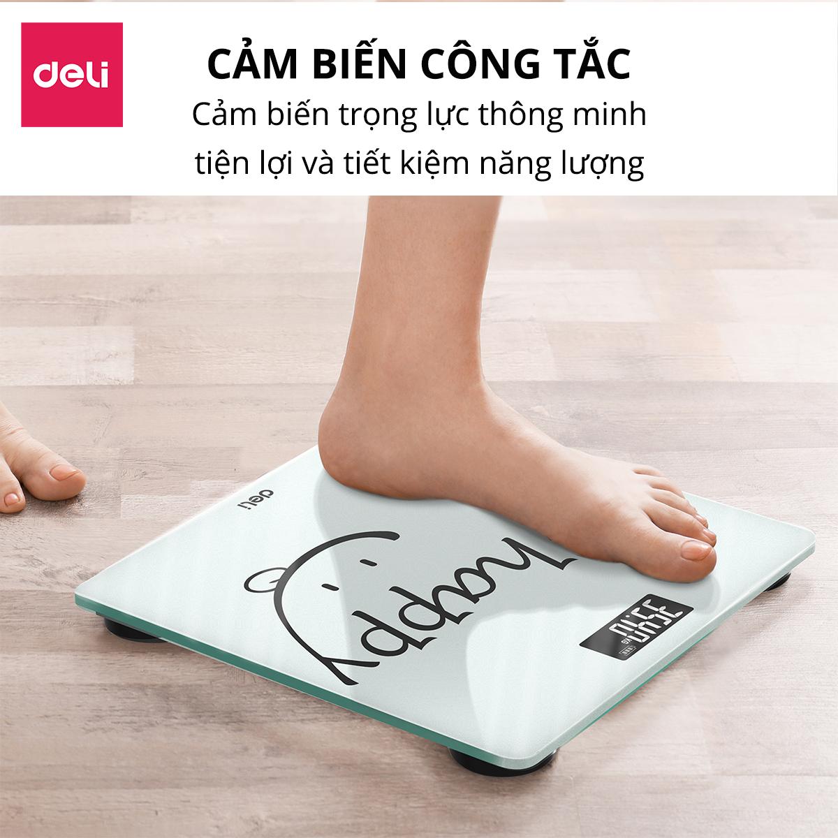 [TẶNG THƯỚC DÂY] Cân Điện Tử Sức Khoẻ Thông Minh Mặt Vuông Kính Cường Lực Chịu Lực 180Kg Deli - Phù Hợp Gia Đình Trường Học -  Nhiều Màu Sắc - Hàng Chính Hãng - E86120