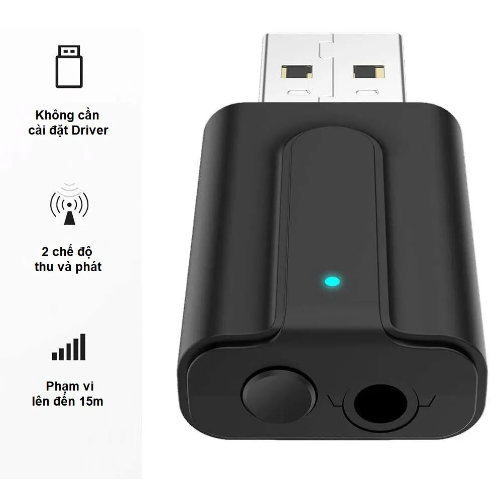 Bộ Thu Phát Âm Thanh 2 Trong 1 Công Nghệ Bluetooth 5.0 Giao Diện Cổng USB. USB Stereo Music Wireless Adapter T10 2 in 1 USB Bluetooth-compatible 5.0 Adapter Audio Wireless Receiver Transmitter