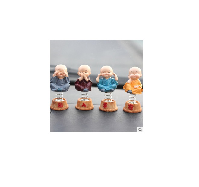 Bộ tượng 4 vị hòa thượng Tứ Không có đế lò xo, để táp lô xe hơi, xe ôtô, bàn làm việc