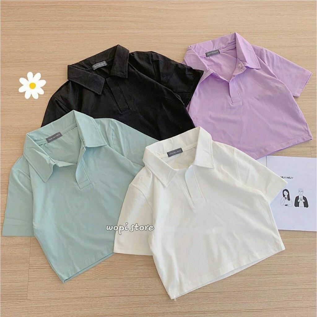 Áo Croptop Cổ Petter Basic siêu xinh xắn chất vải đẹp - A035