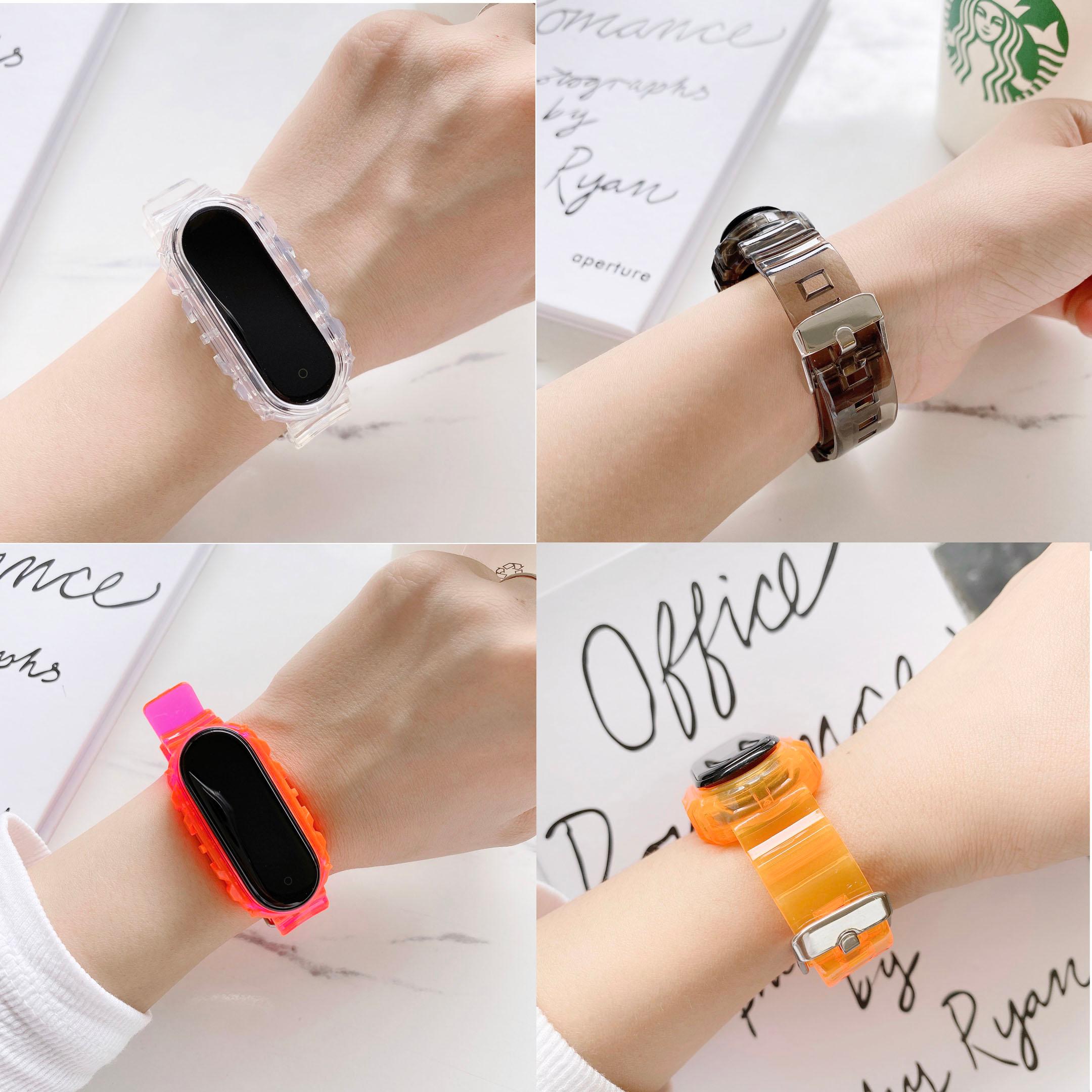 Dây Đeo Đồng Hồ Thông Minh Bằng Silicon Trong Suốt Nhiều Màu Tùy Chọn Cho Xiaomi Mi Band 5 Miband 5 6 4 3