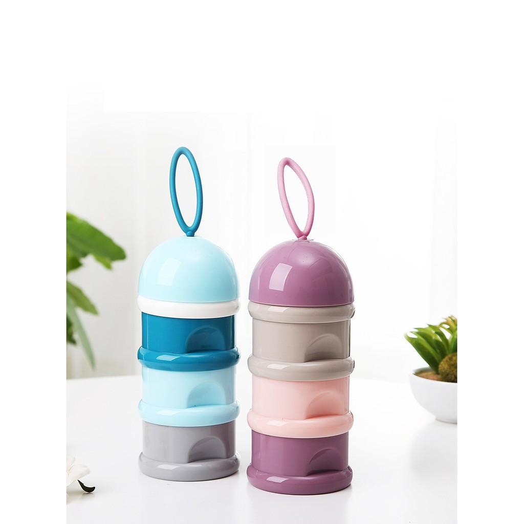 Hộp chia sữa 3 tầng cao cấp hình thú có quai xách, hộp trữ đồ ăn dặm cho bé tiện dụng