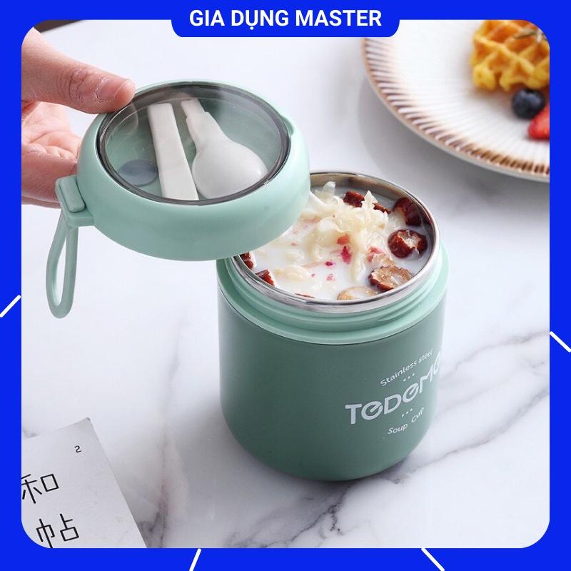 Bình ủ cháo, cốc đựng canh Tedemei chất liệu Inox 304, có kèm theo thìa, dung tích 530ml giữ nhiệt