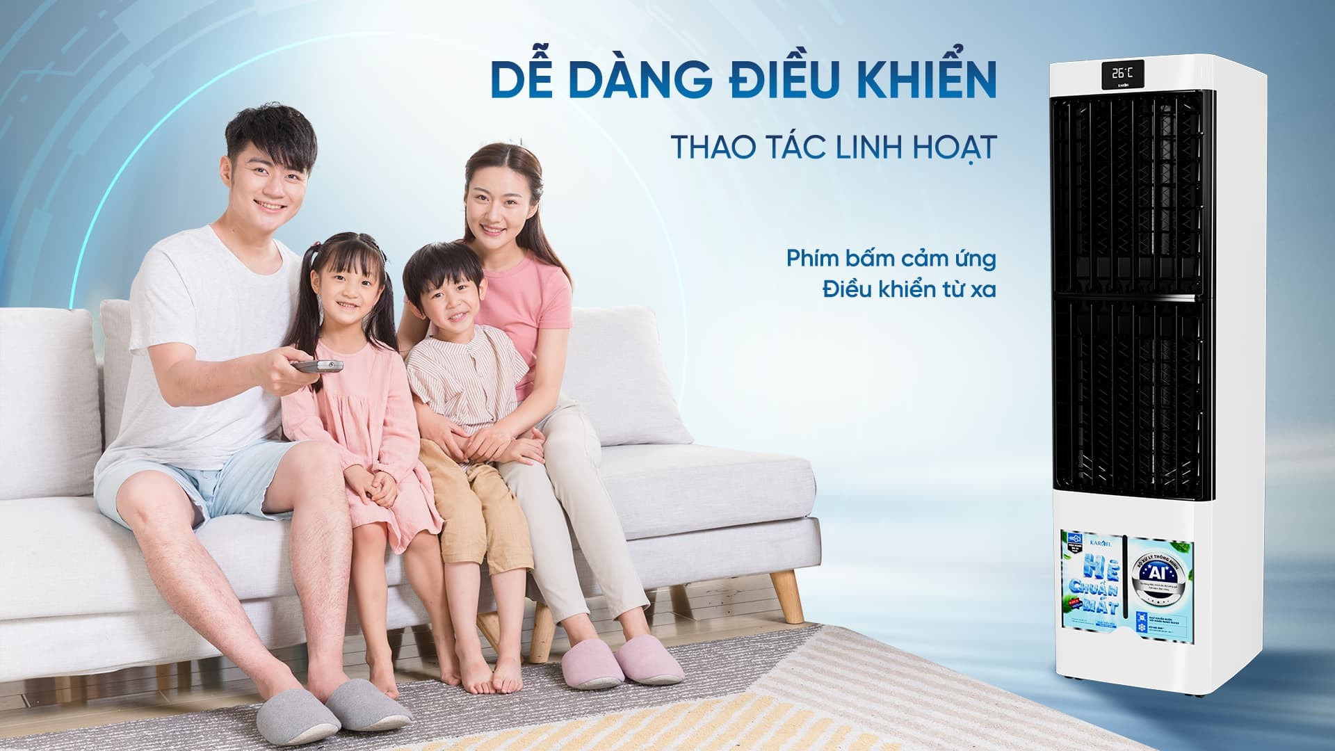 Quạt điều hòa Karofi KAC-H132R công nghệ tự điều chỉnh tốc độ gió - Hàng chính hãng