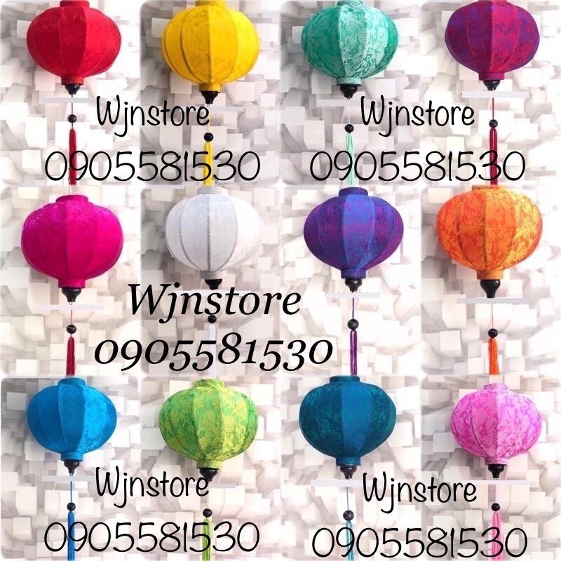 Đèn lồng hội an chất liệu vải dáng tròn đa dạng màu nha vietnames lanterns