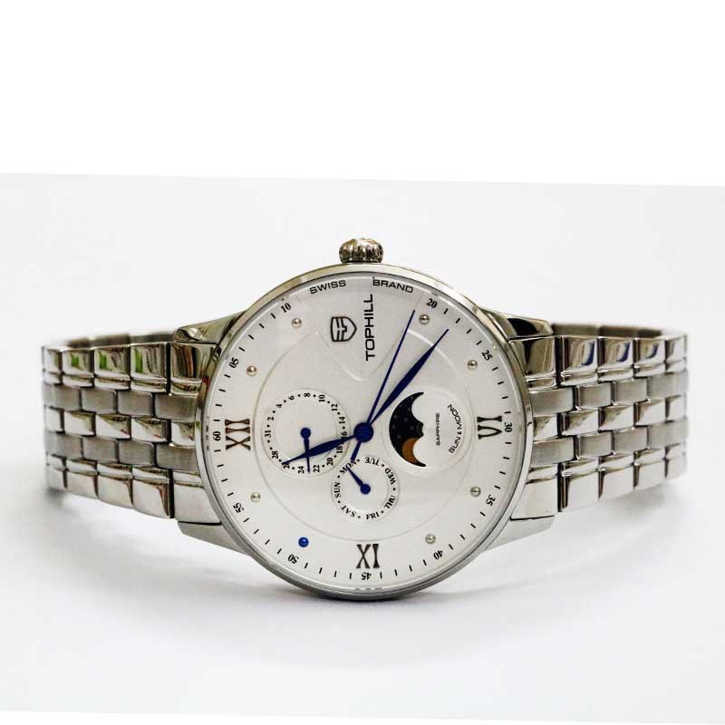 ĐỒNG HỒ TOPHILL TW085G.S1262 Dây và vỏ thép 316L, máy pin, kính sapphire
