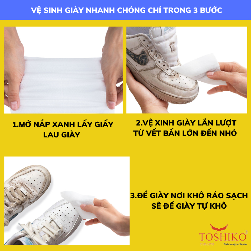 Khăn Giấy Vệ Sinh Lau Giày Sneaker, Giày Da 35 Miếng 1 Túi Siêu Sạch, Không Hoá Chất, Không Hại Da Tay, Vải Giày