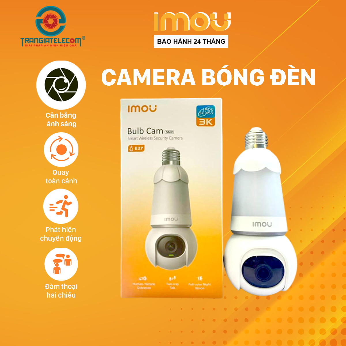 Camera WIFI Bóng Đèn IMOU S6DP 3MP/5MP Xoay 360, Đàm Thoại - Hàng chính hãng