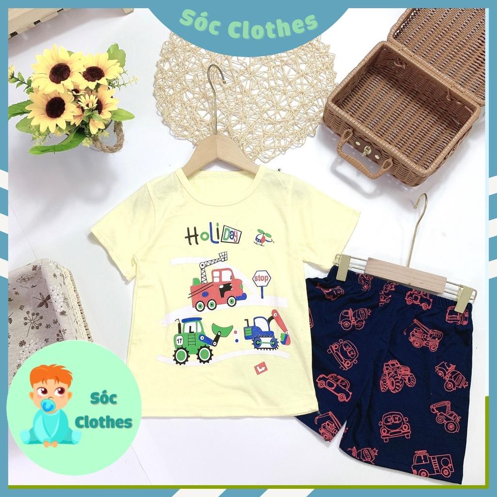 Bộ Cotton Ô tô Cho Bé Mặc Hè Size 20-30kg