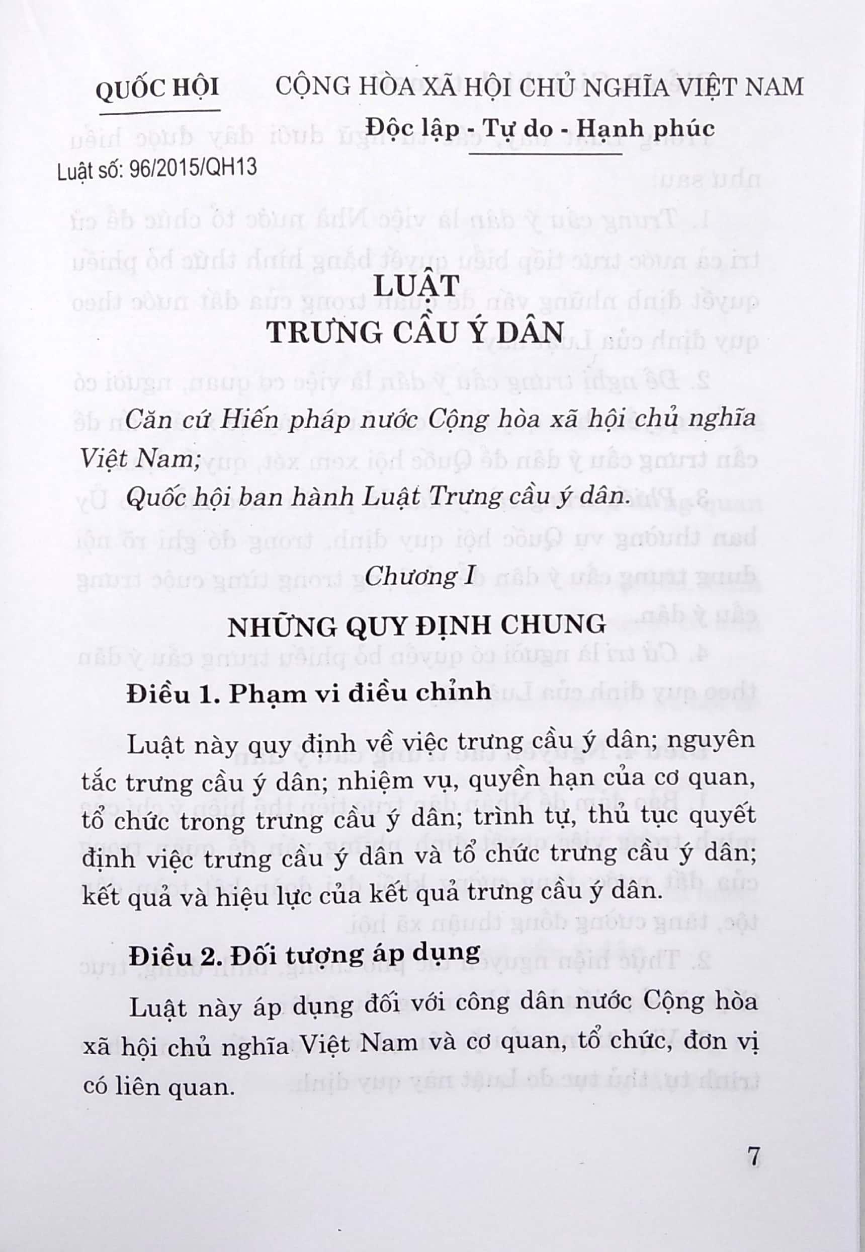 Luật Trưng Cầu Ý Dân (Hiện Hành)