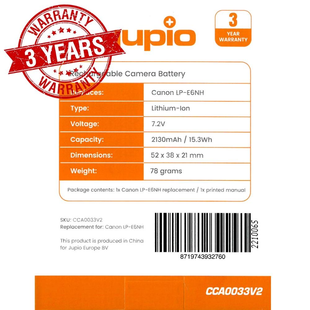 Pin máy ảnh hàng chính hãng Jupio LP-E6NH 2130mAh 15.3Wh dùng cho Canon