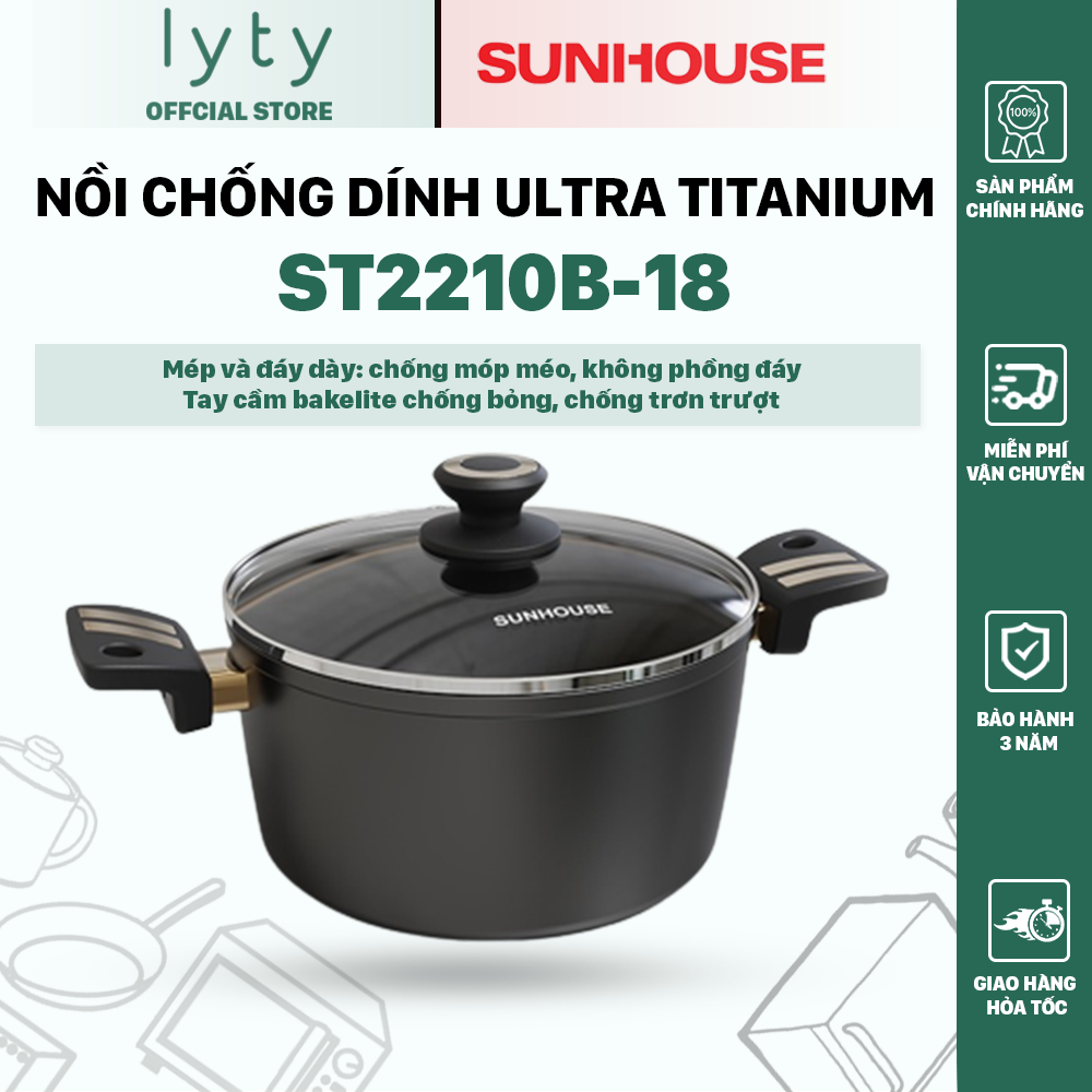 Nồi Chống Dính Ultra Titanium ST2210B - Kích thước 18,20,24 cm - Bảo Hành 3 Năm Chính Hãng