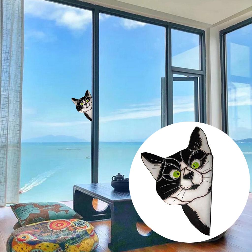 Peeking Cat Stained Glass Suncatcher Lover Gift Stained Glass Window Hanging