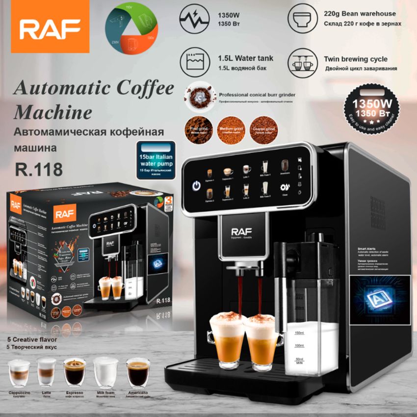 Máy pha cà phê tự động chuyên nghiệp. Thương hiệu Pháp cao cấp RAF - R.118 - HÀNG CHÍNH HÃNG