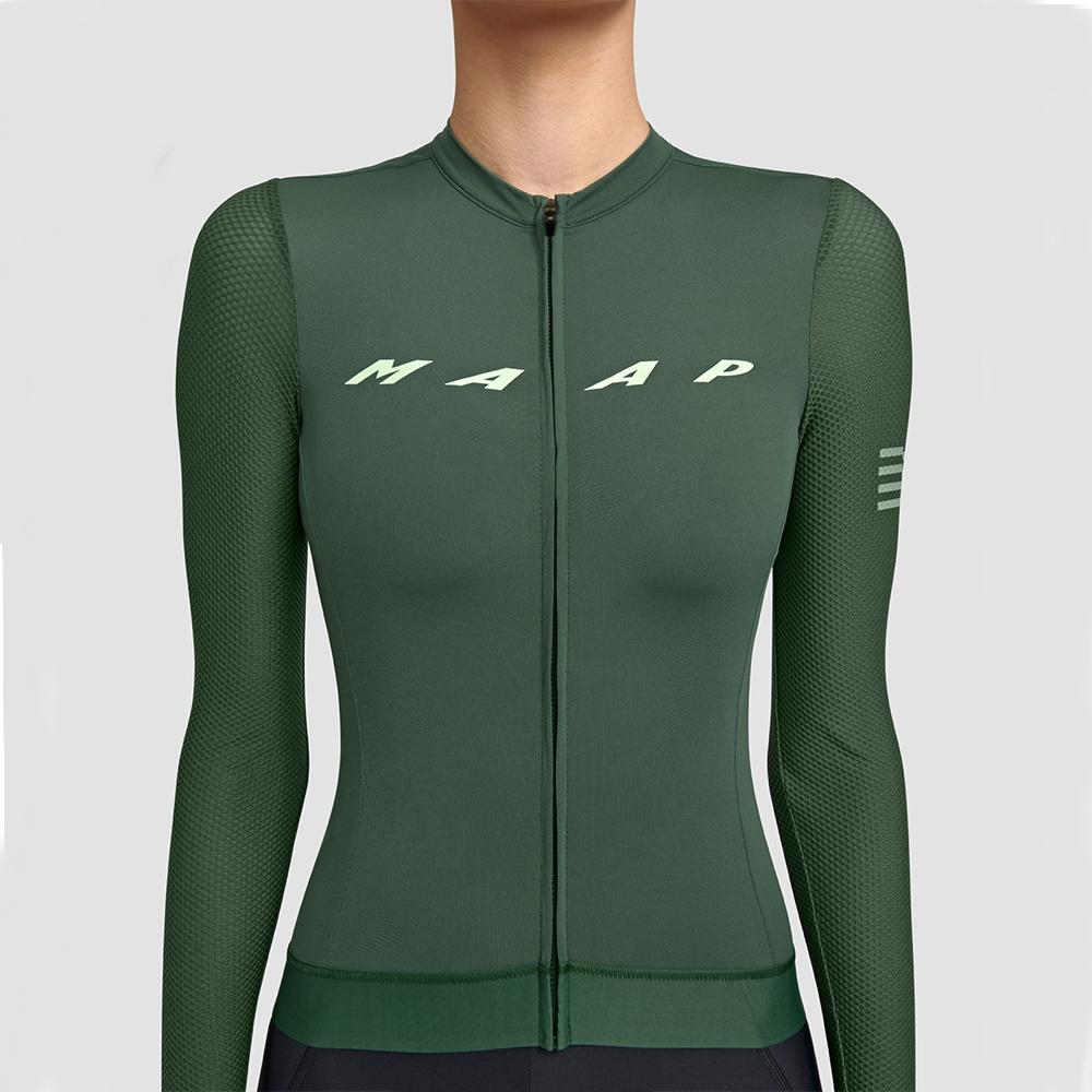 Mùa Xuân/Mùa Thu MAAP Nữ Tay Dài Thoáng Khí Đi Xe Đạp Jersey Thoải Mái Xe Đạp Quần Áo Thể Thao Xe Đạp Nhanh Khô Color: Orange Size: XS