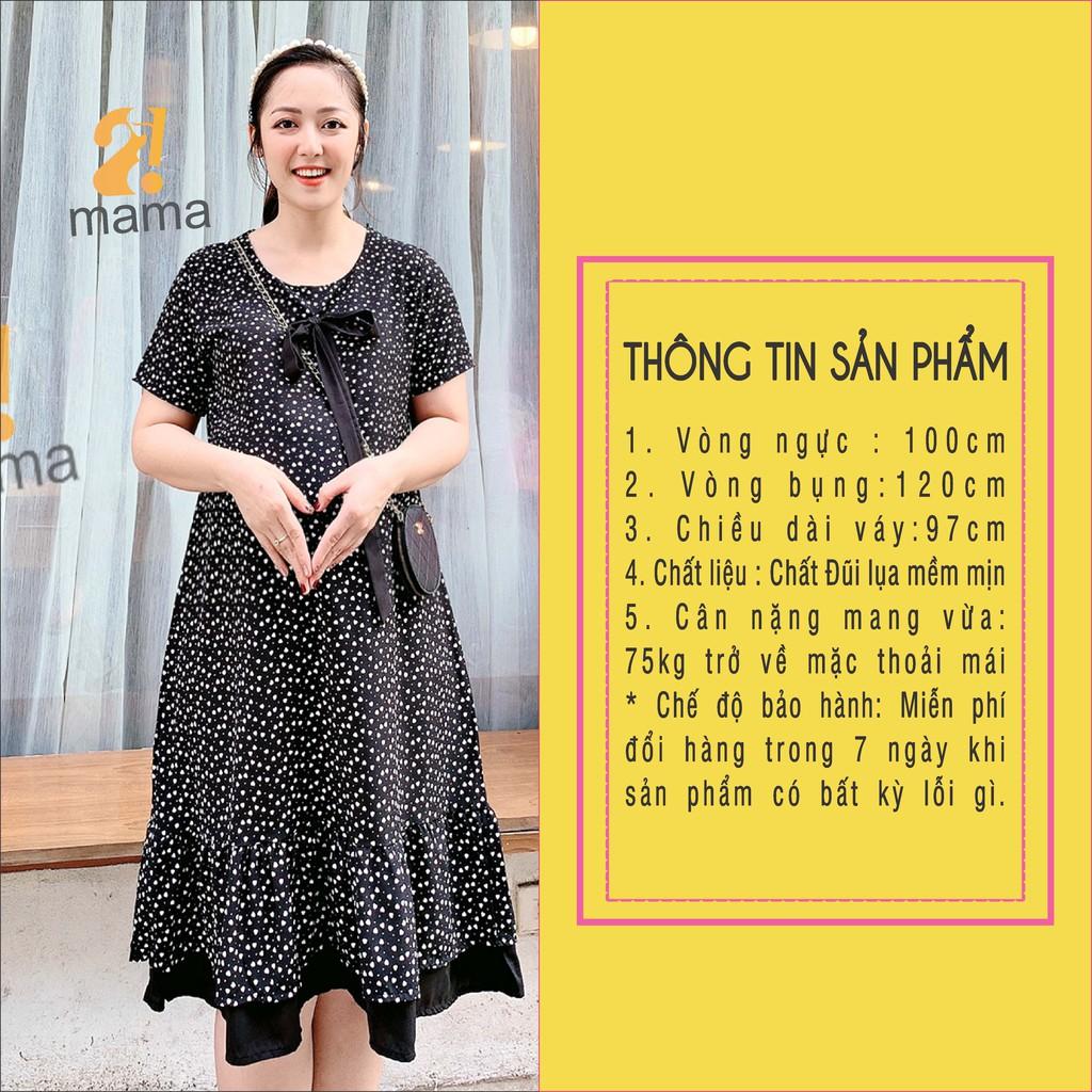 Đầm bầu dự tiệc 2MAMA thiết kế dáng suông đuôi cá họa tiết chấm bi V55